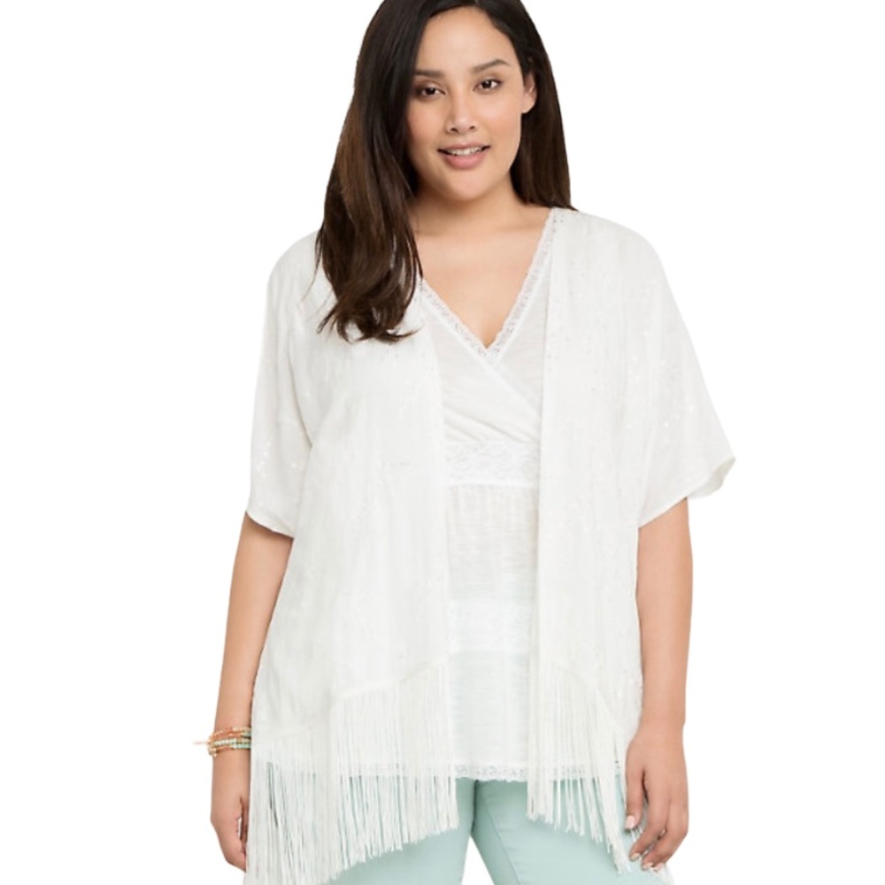 Torrid Embroidered Fringe Kimono